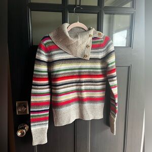 GAP Y2K Rainbow Striped Turtleneck Sweater S 100% Wamb's Wool